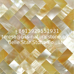 China Handmade Beautiful Sea shell Wall Panel Yellow Butterfly Shell Decoration Panel 10x20mm supplier
