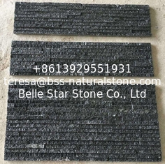 China China Black Galaxy Mini Stacked Stone,Black Galaxy Granite Waterfall Shape Ledgestone,Real Stone Veneer,Stone Wall Panel supplier