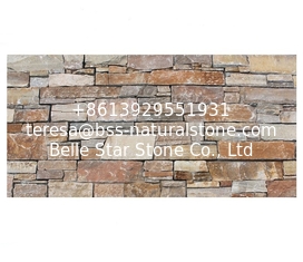 China Yellow Quartzite Stacked Stone Backed Cement,Zclad Stone Panel,Natural Stone Cladding,Outdoor Wall Stone Veneer supplier