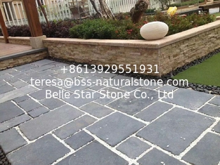 China Blue Limestone Walkway Pavers,Black Terrace Flooring,Natural Patio Stones,Pavement supplier